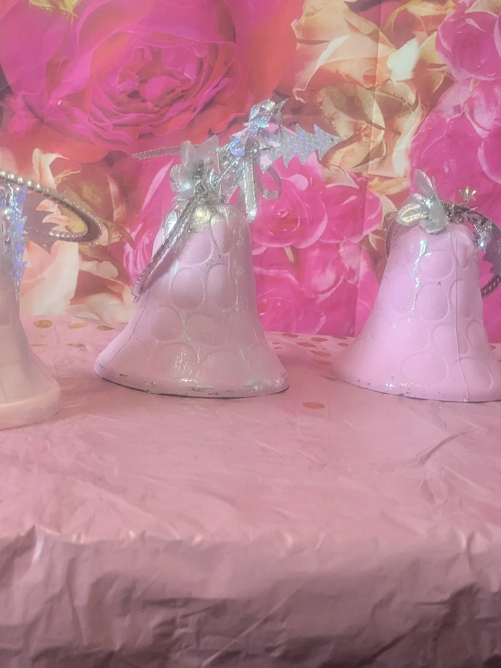 Hand painted Pink Party Bell Centerpiece Hanging Prop- Home Party Supplies